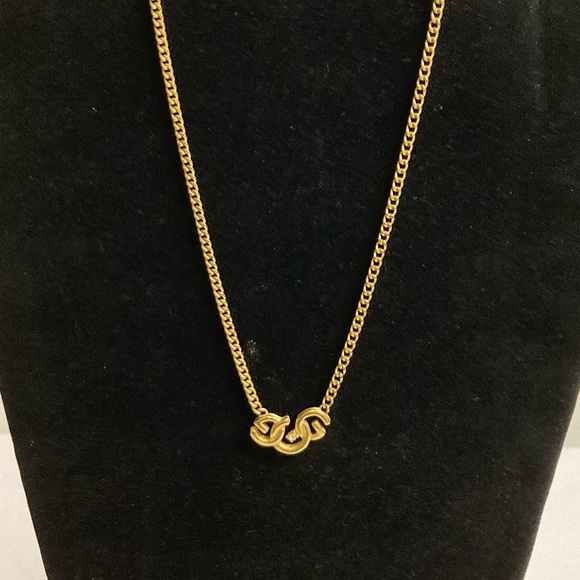 Givenchy Vintage Triple 3 Interconnected G Pendant Necklace w/ single crystal - Picture 1 of 4